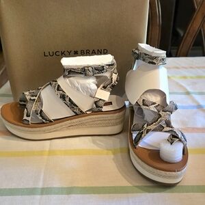 NEW! Lucky Brand Women's Snakeskin Wedge Sandals,8.5